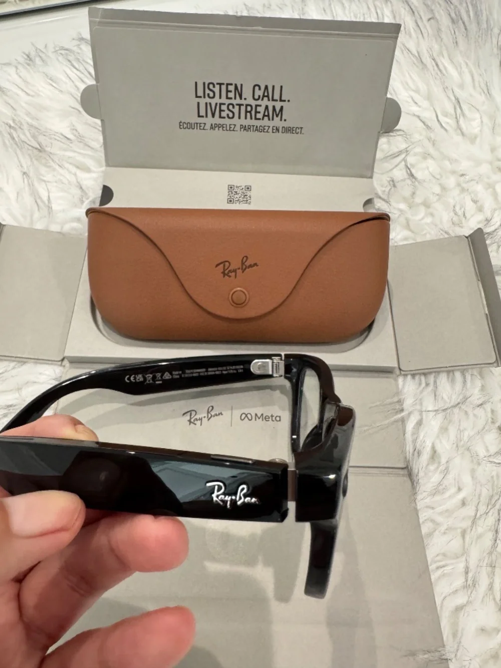 Ray-Ban Meta Skyler Smart Glasses - Shiny Black / Clear Blue Light (RW4010)
